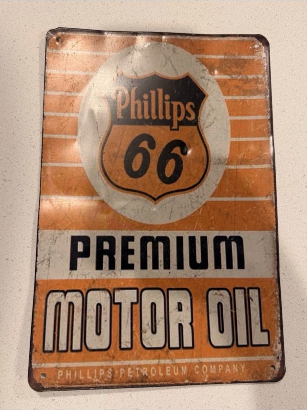 Orange & White Premium Motor Oil Retro Wall Sign